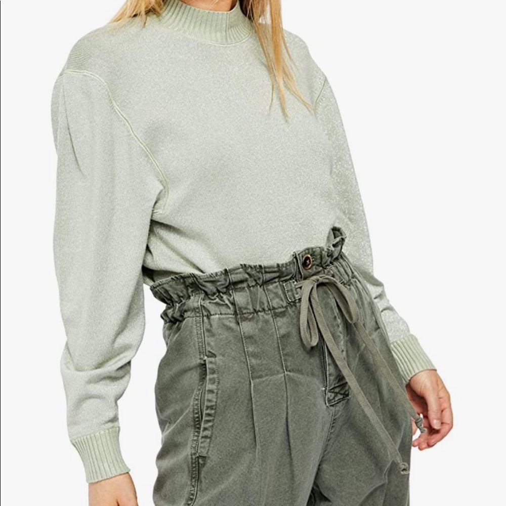 Free People Womens Starry Night Metallic Mock Turtleneck Sweater